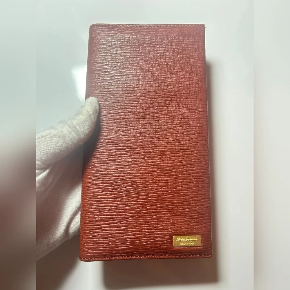 Salvatore Ferragamo Brown Leather Long Wallet NWOT
